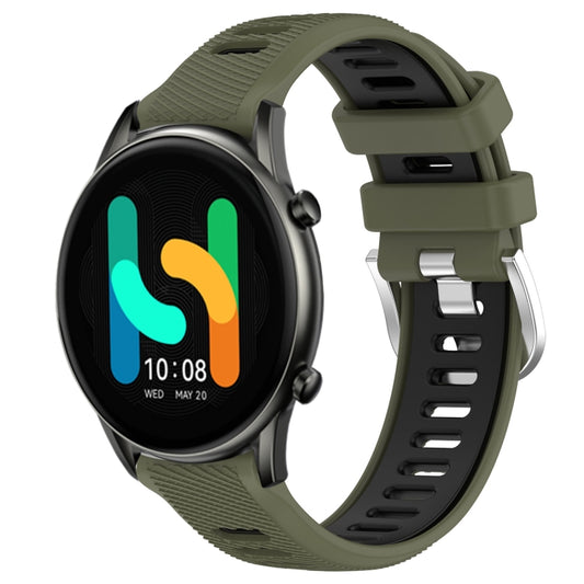 For Xiaomi MI Watch Color 22mm Sports Two-Color Steel Buckle Silicone Watch Band(Army Green+Black) - Watch Bands by buy2fix | Online Shopping UK | buy2fix