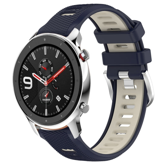 For Amazfit GTR 4 Pro 22mm Cross Texture Two Color Silicone Steel Buckle Watch Band(Midnight Blue + Starlight) - Watch Bands by buy2fix | Online Shopping UK | buy2fix