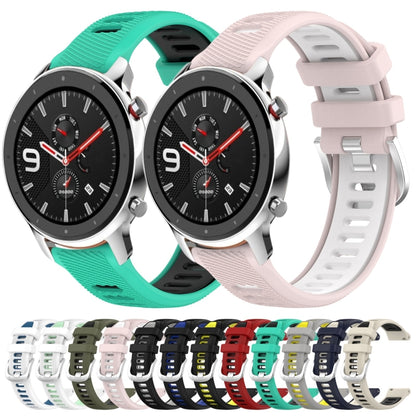 For Amazfit GTR 4 Pro 22mm Cross Texture Two Color Silicone Steel Buckle Watch Band(Midnight Blue + Starlight) - Watch Bands by buy2fix | Online Shopping UK | buy2fix