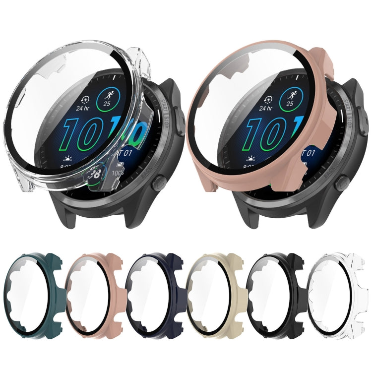 For Garmin Forerunner 965 PC + Toughened Film Integrated Watch Protective Case(Green) - Watch Cases by buy2fix | Online Shopping UK | buy2fix