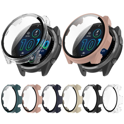 For Garmin Forerunner 965 PC + Toughened Film Integrated Watch Protective Case(Green) - Watch Cases by buy2fix | Online Shopping UK | buy2fix