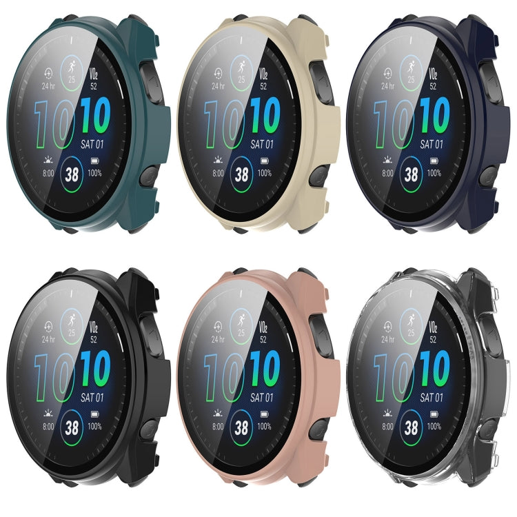 For Garmin Forerunner 965 PC + Toughened Film Integrated Watch Protective Case(Green) - Watch Cases by buy2fix | Online Shopping UK | buy2fix