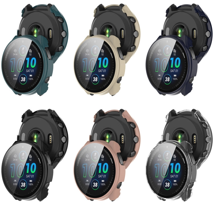 For Garmin Forerunner 965 PC + Toughened Film Integrated Watch Protective Case(Green) - Watch Cases by buy2fix | Online Shopping UK | buy2fix