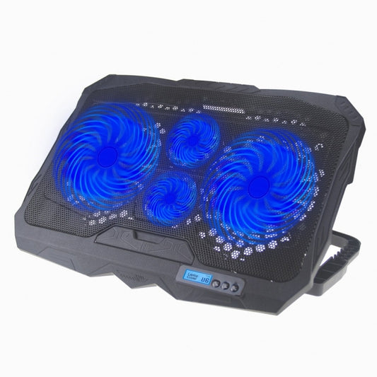 S18 Aluminum Four Fans Gaming Laptop Cooling Pad Foldable Holder with Wind Speed Display(Blue) by buy2fix