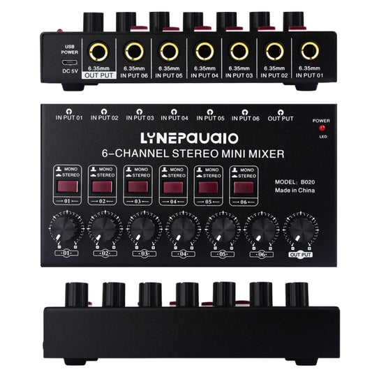 B020 Mini 6-Channel Stereo Audio Mixer Musical Instrument Mixer Electric Wind Electric Guitar Electronic Piano Drums Mixer -  by buy2fix | Online Shopping UK | buy2fix