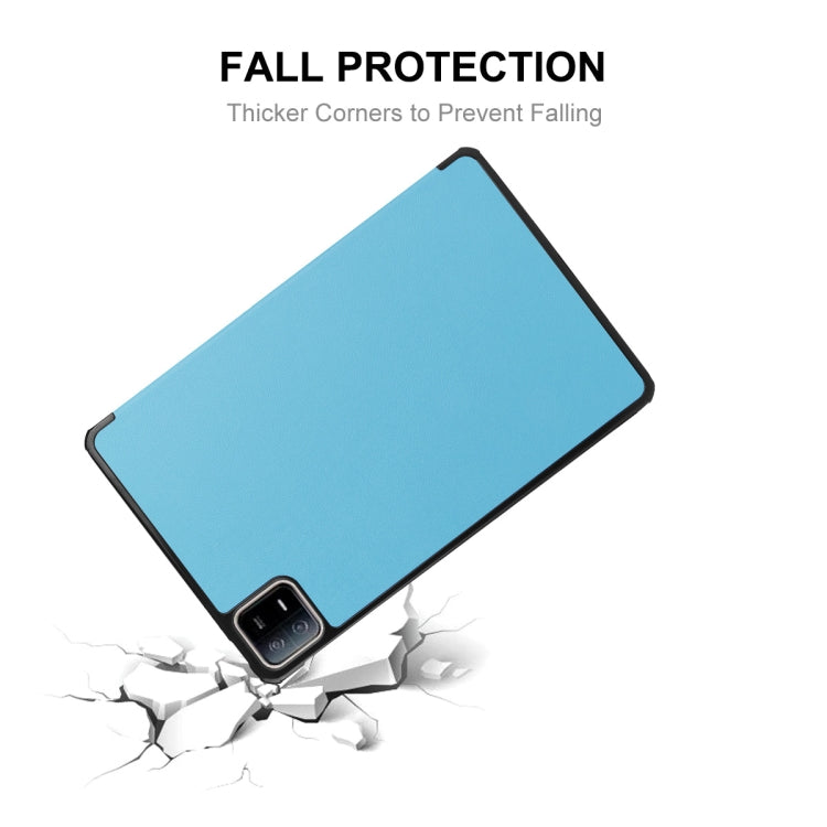 For Xiaomi Pad 6 / Pad 6 Pro ENKAY Tri-fold Custer Texture Leather Stand Smart Case(Light Blue) - More Tablet Cases by ENKAY | Online Shopping UK | buy2fix