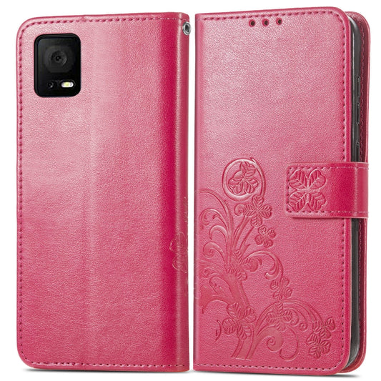 For TCL 405 Four-leaf Clasp Embossed Buckle Leather Phone Case(Rose) - TCL by buy2fix | Online Shopping UK | buy2fix