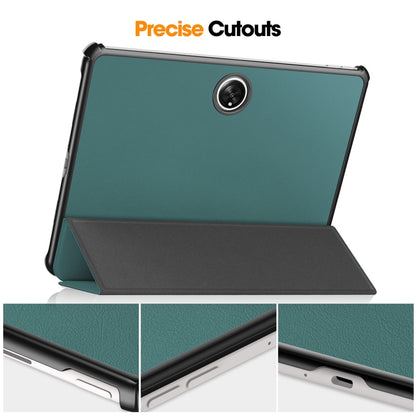 For OnePlus Pad / OPPO Pad 2 ENKAY Tri-fold Custer Texture Leather Stand Smart Case(Black) - OPPO Cases by ENKAY | Online Shopping UK | buy2fix