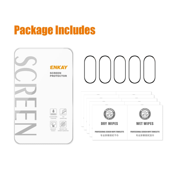 5pcs For Xiaomi Band 8 ENKAY Hat-Prince 3D Full Coverage Soft PC Edge + PMMA HD Screen Protector Film - Screen Protector by ENKAY | Online Shopping UK | buy2fix