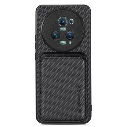 For Honor Magic5 Pro Carbon Fiber Leather Card Magsafe Magnetic Phone Case(Black) - Honor Cases by buy2fix | Online Shopping UK | buy2fix