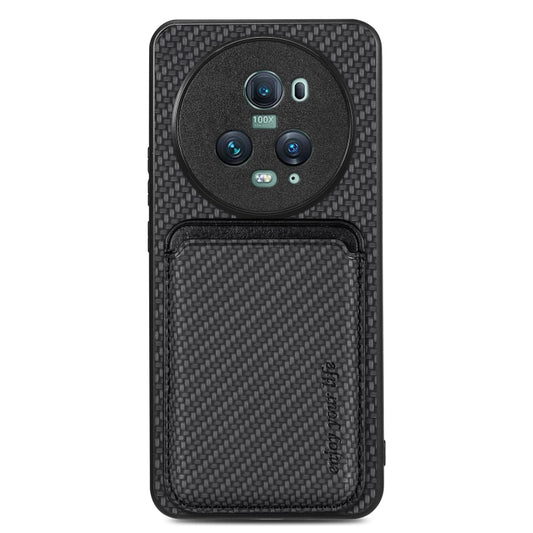 For Honor Magic5 Pro Carbon Fiber Leather Card Magsafe Magnetic Phone Case(Black) - Honor Cases by buy2fix | Online Shopping UK | buy2fix