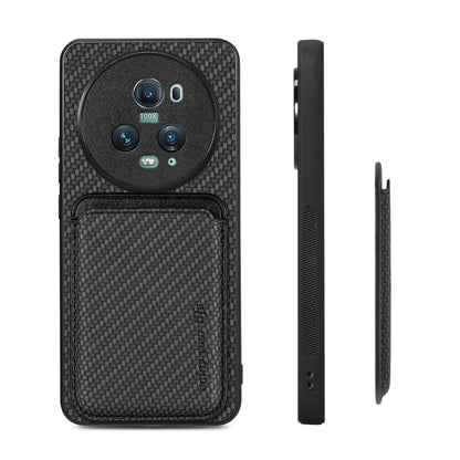 For Honor Magic5 Pro Carbon Fiber Leather Card Magsafe Magnetic Phone Case(Black) - Honor Cases by buy2fix | Online Shopping UK | buy2fix