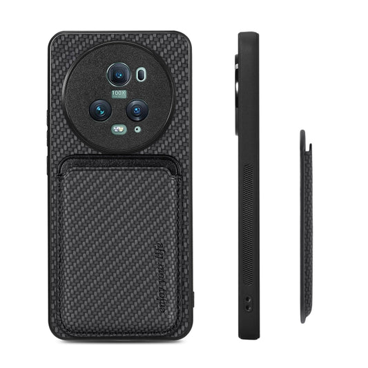 For Honor Magic5 Pro Carbon Fiber Leather Card Magsafe Magnetic Phone Case(Black) - Honor Cases by buy2fix | Online Shopping UK | buy2fix