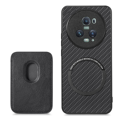 For Honor Magic5 Pro Carbon Fiber Leather Card Magsafe Magnetic Phone Case(Black) - Honor Cases by buy2fix | Online Shopping UK | buy2fix
