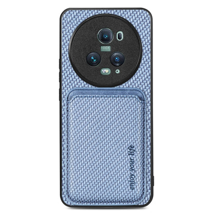 For Honor Magic5 Pro Carbon Fiber Leather Card Magsafe Magnetic Phone Case(Blue) - Honor Cases by buy2fix | Online Shopping UK | buy2fix