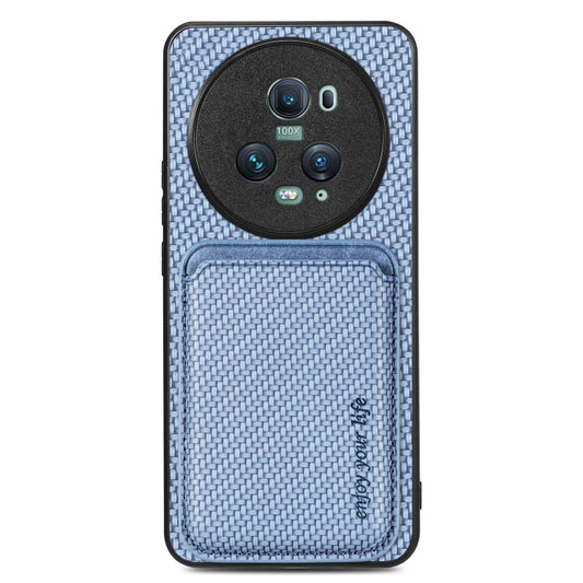 For Honor Magic5 Pro Carbon Fiber Leather Card Magsafe Magnetic Phone Case(Blue) - Honor Cases by buy2fix | Online Shopping UK | buy2fix