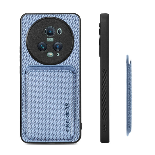 For Honor Magic5 Pro Carbon Fiber Leather Card Magsafe Magnetic Phone Case(Blue) - Honor Cases by buy2fix | Online Shopping UK | buy2fix