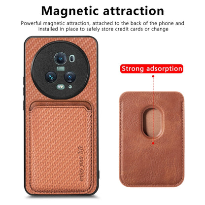 For Honor Magic5 Pro Carbon Fiber Leather Card Magsafe Magnetic Phone Case(Brown) - Honor Cases by buy2fix | Online Shopping UK | buy2fix