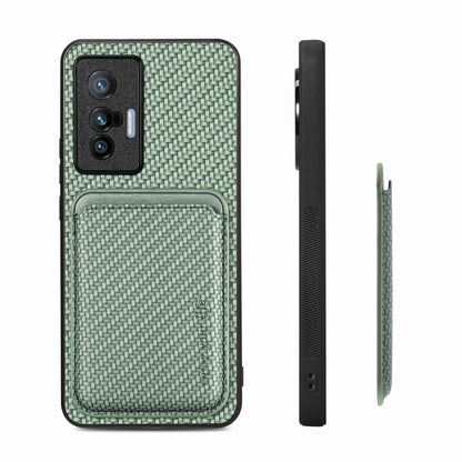 FOr vivo X70 Carbon Fiber Leather Card Magsafe Magnetic Phone Case(Green) - vivo Cases by buy2fix | Online Shopping UK | buy2fix