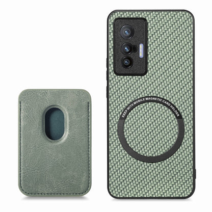 FOr vivo X70 Carbon Fiber Leather Card Magsafe Magnetic Phone Case(Green) - vivo Cases by buy2fix | Online Shopping UK | buy2fix