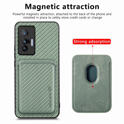 FOr vivo X70 Carbon Fiber Leather Card Magsafe Magnetic Phone Case(Green) - vivo Cases by buy2fix | Online Shopping UK | buy2fix