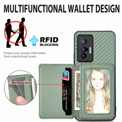 For  vivo X70 Carbon Fiber Magnetic Card Bag Phone Case(Black) - vivo Cases by buy2fix | Online Shopping UK | buy2fix