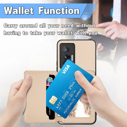 For  vivo X70 Carbon Fiber Magnetic Card Bag Phone Case(Black) - vivo Cases by buy2fix | Online Shopping UK | buy2fix