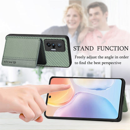For  vivo X70 Carbon Fiber Magnetic Card Bag Phone Case(Black) - vivo Cases by buy2fix | Online Shopping UK | buy2fix
