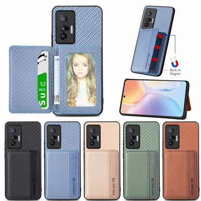 For  vivo X70 Carbon Fiber Magnetic Card Bag Phone Case(Black) - vivo Cases by buy2fix | Online Shopping UK | buy2fix