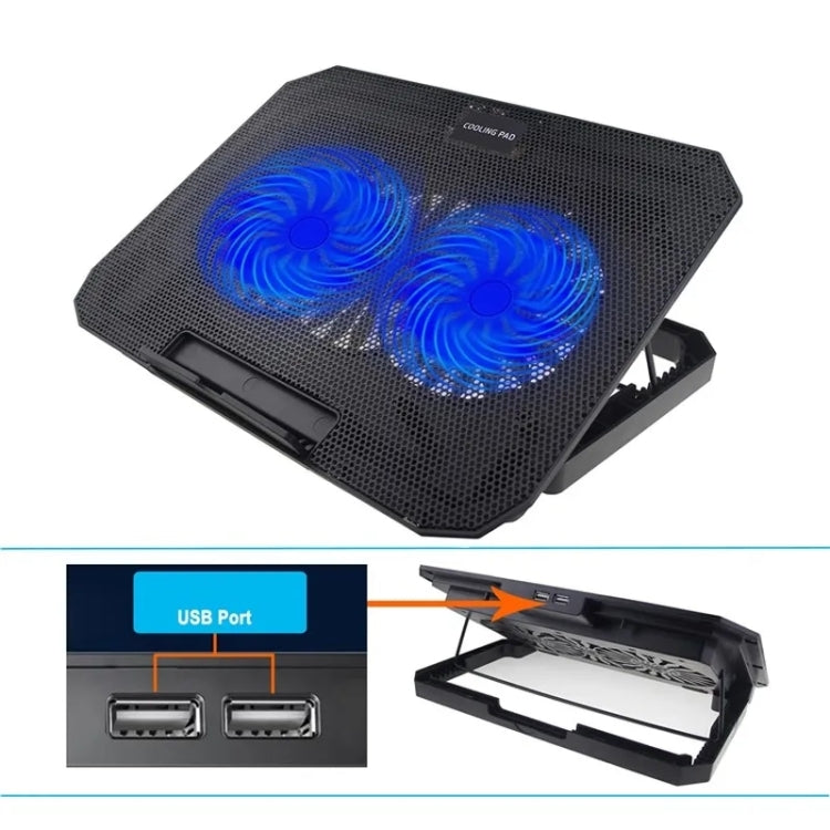 N11 USB Port 8-Gear Adjustable Height Dual Mute Fan Desktop Laptop Cooling Stand by buy2fix