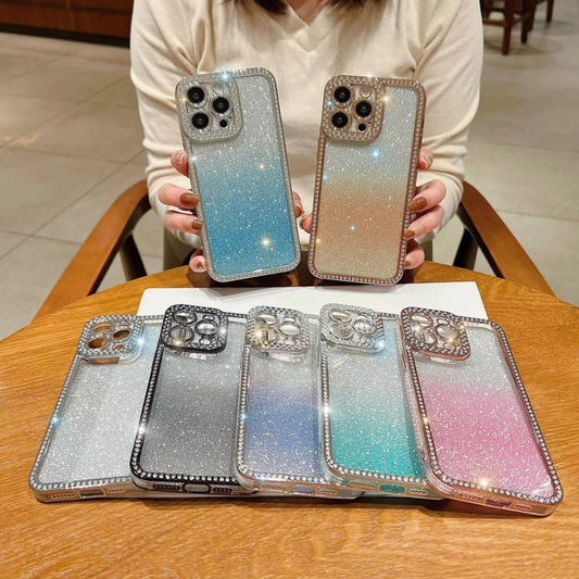 For iPhone 15 Pro Diamond Gradient Glitter Plated TPU Phone Case(Silver) - iPhone 15 Pro Cases by buy2fix | Online Shopping UK | buy2fix