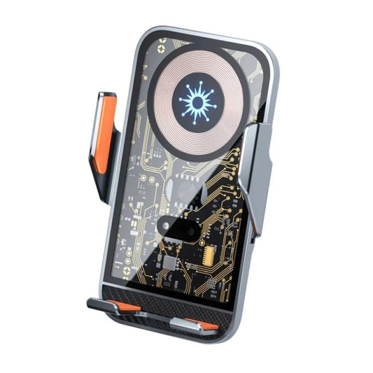 C10 Car Navigation Infrared Sensor Transparent Wireless Charger 15W Fast Charger Phone Stand(Golden) by buy2fix