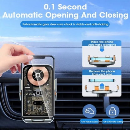 C10 Car Navigation Infrared Sensor Transparent Wireless Charger 15W Fast Charger Phone Stand(Blue) by buy2fix