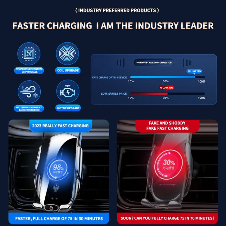 A2 Car Mobile Phone Bracket Wireless 15W Fast Charging Automatic Smart Sensor Stand(Silver) by buy2fix