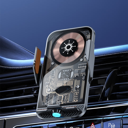 C11 Car 15W Automatically Open Transparent Type-C Wireless Charger Stand(Gray)