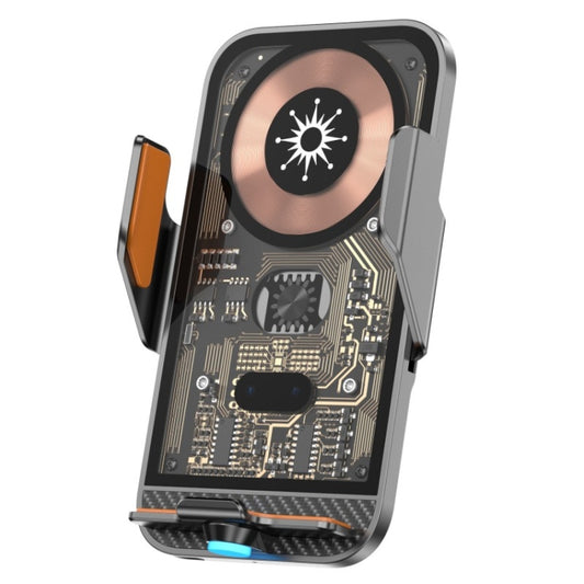 C11 Car 15W Automatically Open Transparent Type-C Wireless Charger Stand(Gray) by buy2fix