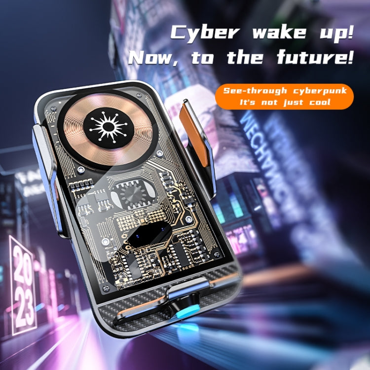 C11 Car 15W Automatically Open Transparent Type-C Wireless Charger Stand(Gray) by buy2fix