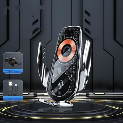 Q8 Universal Air Vent Mount Magnetic Mobile Phone Wireless Charging Car Holder without Start Button(Silver) by buy2fix