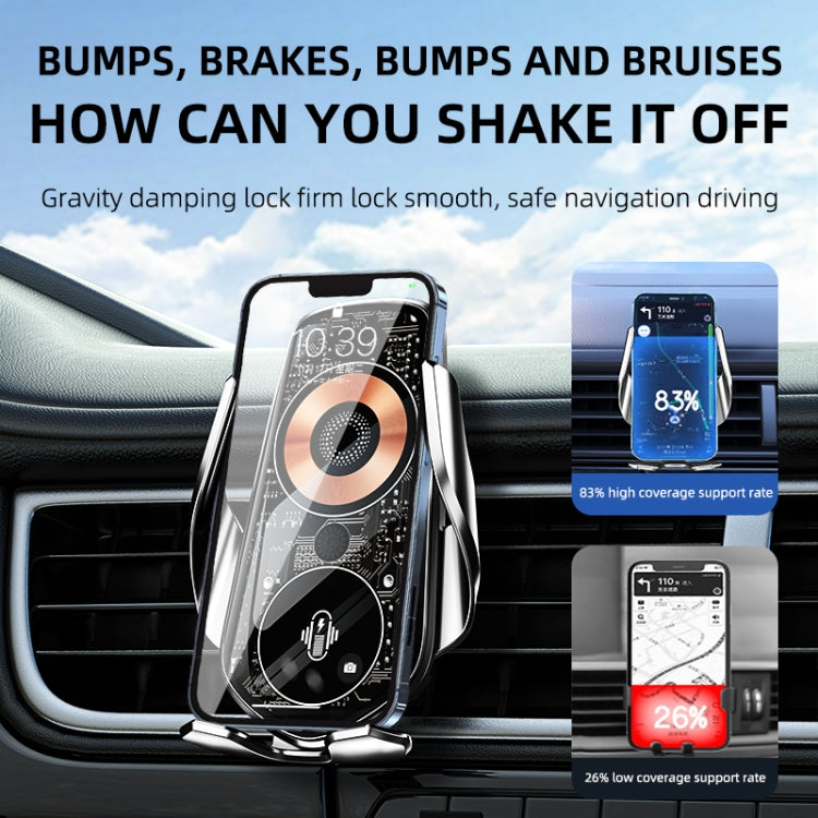 Q8 Universal Air Vent Mount Magnetic Mobile Phone Wireless Charging Car Holder without Start Button(Black) by buy2fix