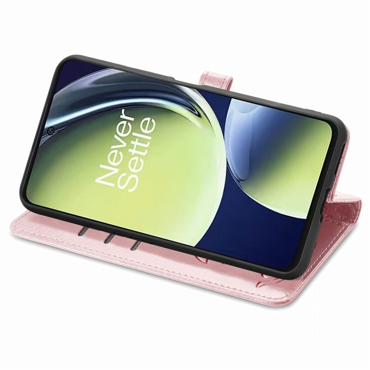 For OnePlus Nord CE 3 Lite Cat and Dog Embossed Leather Phone Case(Rose Gold) - OnePlus Cases by buy2fix | Online Shopping UK | buy2fix