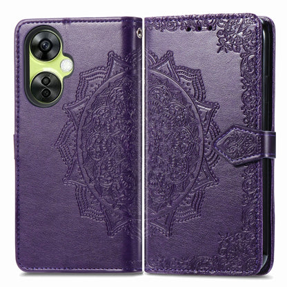 For OnePlus Nord CE 3 Lite Mandala Flower Embossed Leather Phone Case(Purple) - OnePlus Cases by buy2fix | Online Shopping UK | buy2fix