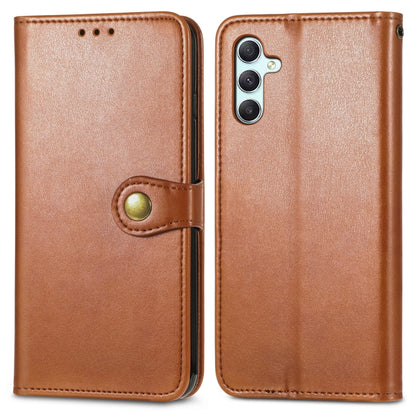 For Samsung Galaxy A34 5G Retro Solid Color Buckle Leather Phone Case(Brown) - Galaxy Phone Cases by buy2fix | Online Shopping UK | buy2fix