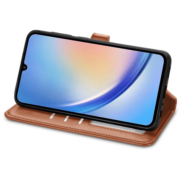 For Samsung Galaxy A34 5G Retro Solid Color Buckle Leather Phone Case(Brown) - Galaxy Phone Cases by buy2fix | Online Shopping UK | buy2fix