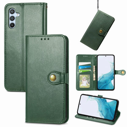 For Samsung Galaxy A54 5G Retro Solid Color Buckle Leather Phone Case(Green) - Galaxy Phone Cases by buy2fix | Online Shopping UK | buy2fix