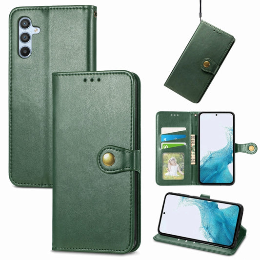 For Samsung Galaxy A54 5G Retro Solid Color Buckle Leather Phone Case(Green) - Galaxy Phone Cases by buy2fix | Online Shopping UK | buy2fix