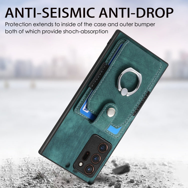 For Samsung Galaxy Note20 Retro Skin-feel Ring Card Wallet Phone Case(Brown) by buy2fix