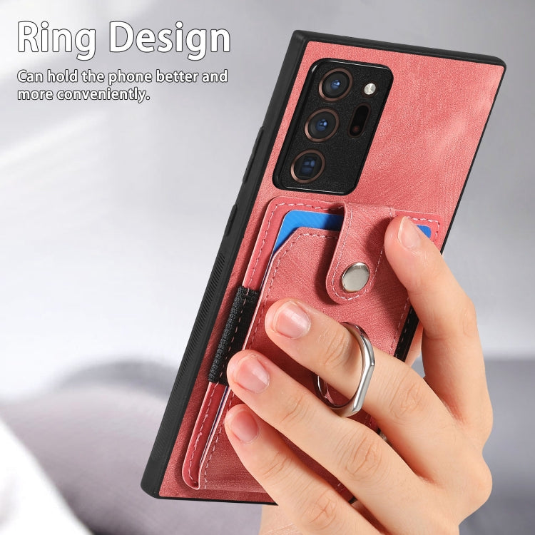 For Samsung Galaxy Note20 Retro Skin-feel Ring Card Wallet Phone Case(Brown) by buy2fix