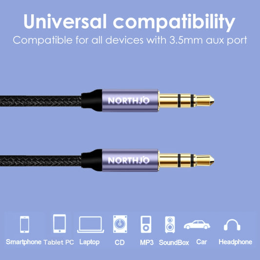 NORTHJO MTM03 3 Pole 3.5mm Male to Male Stereo Audio Aux Cable, Length:1m - Video & Audio Cable by NORTHJO | Online Shopping UK | buy2fix