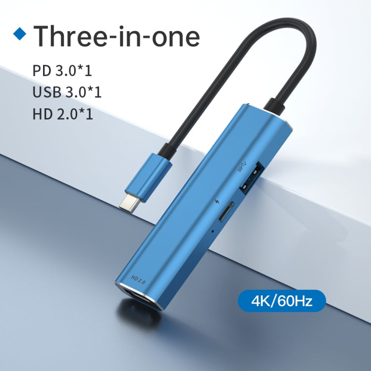 V264 3 in 1 USB-C / Type-C to USB3.0 + PD3.0 + HD2.0 3-Ports Multi Splitter Adapter OTG HUB by buy2fix
