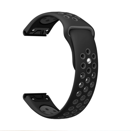 For Garmin Forerunner 935 22mm Sports Breathable Silicone Watch Band(Black+Grey) - Watch Bands by buy2fix | Online Shopping UK | buy2fix